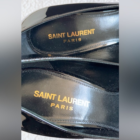Saint Laurent Black Heels with Logo Heel - Picture 9 of 14